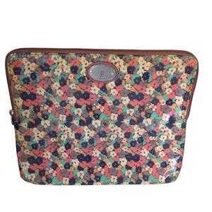 Fossil Key Per Zipper‎ Case Orange Green Floral Coated Canvas Boho
